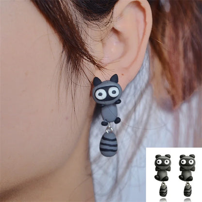 Handmade 3D Polymer Clay Animal Earrings - Cute Cat Studs for Women and Girls, New Fashion Ear Jewelry