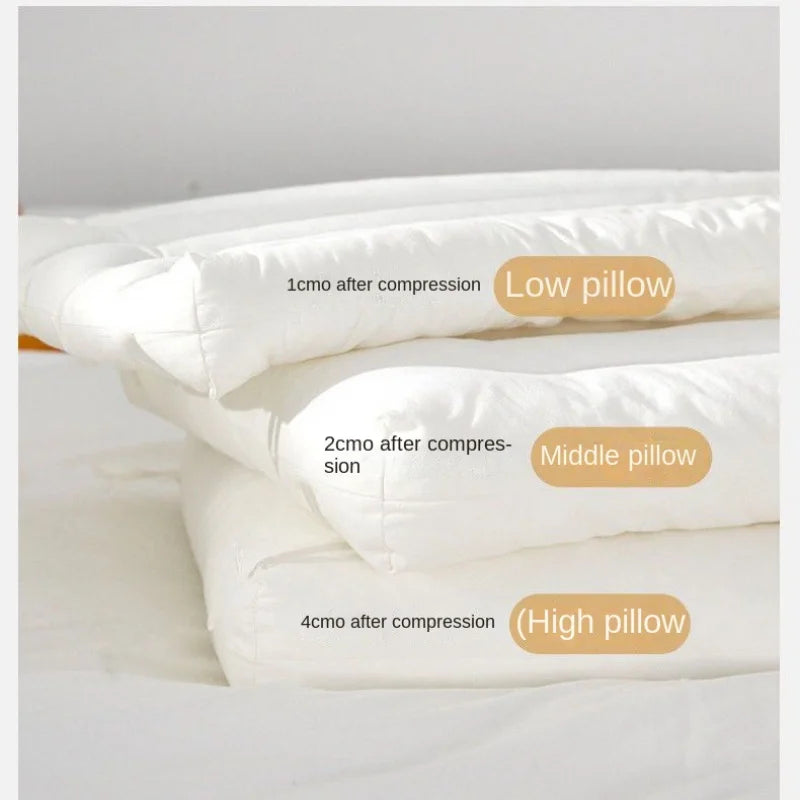 Pure Cotton Low Loft Pillow - Cervical Support for Adults and Students, Soft Ultra-Thin Flat Pillow for Boys and Girls