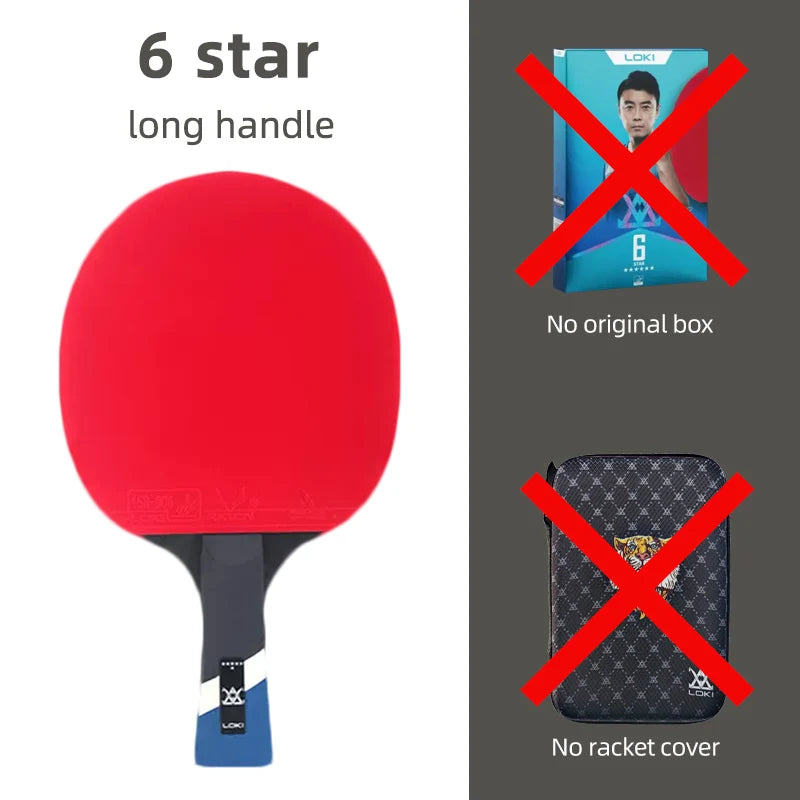 LOKI 9 Star Professional Table Tennis Racket - 5+2 Carbon Ping Pong Paddle with Sticky Rubbers, Ultra Offensive, Available in 6/7/8/9 Star Ratings