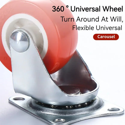 Red PVC Furniture Casters: 1.5" Universal Heavy Trolley Wheels - Wear-Resistant, Mute, 360° Swivel Castor - Available in 4 or 8PCS