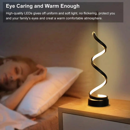 Modern Spiral LED Table Lamp: Dimmable Lighting for Living Room, Bedroom, Office - Stylish Nightstand Decor