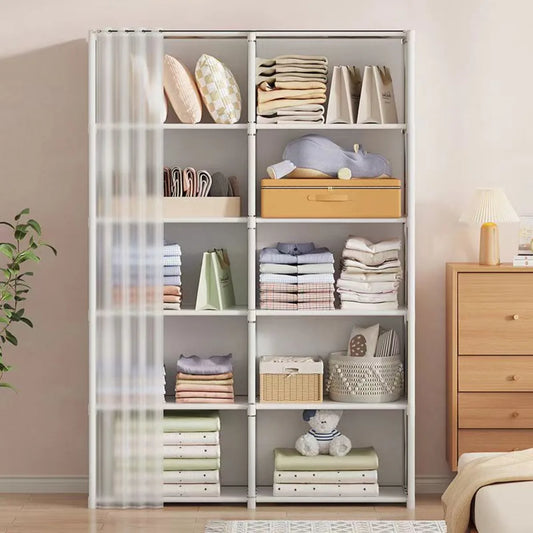 6/5 Layers Dustproof Wardrobe - High Capacity Assembly Storage Cabinet with Partition for Bedroom and Bookshelf Organization