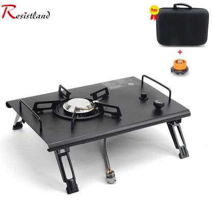 Removable IGT Wood Table Gas Stove | Camping Folding Portable Lightweight Camp BBQ Grill Table | Outdoor Picnic Fishing Table