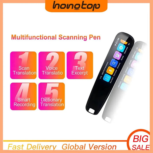 HONGTOP Smart Voice Scan Translator Pen - Multifunctional Real-Time Translation in 121 Languages - Business Dictionary Tool