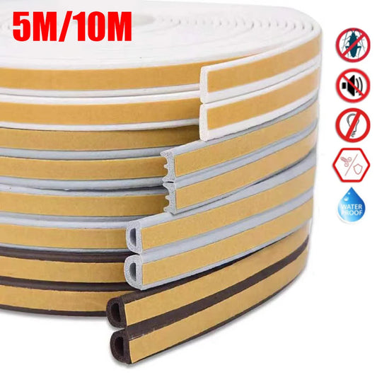 5M/10M DIEP Self-Adhesive Acoustic Foam Seal Strip - Windproof Rubber Weatherstrip for Door and Window Insulation