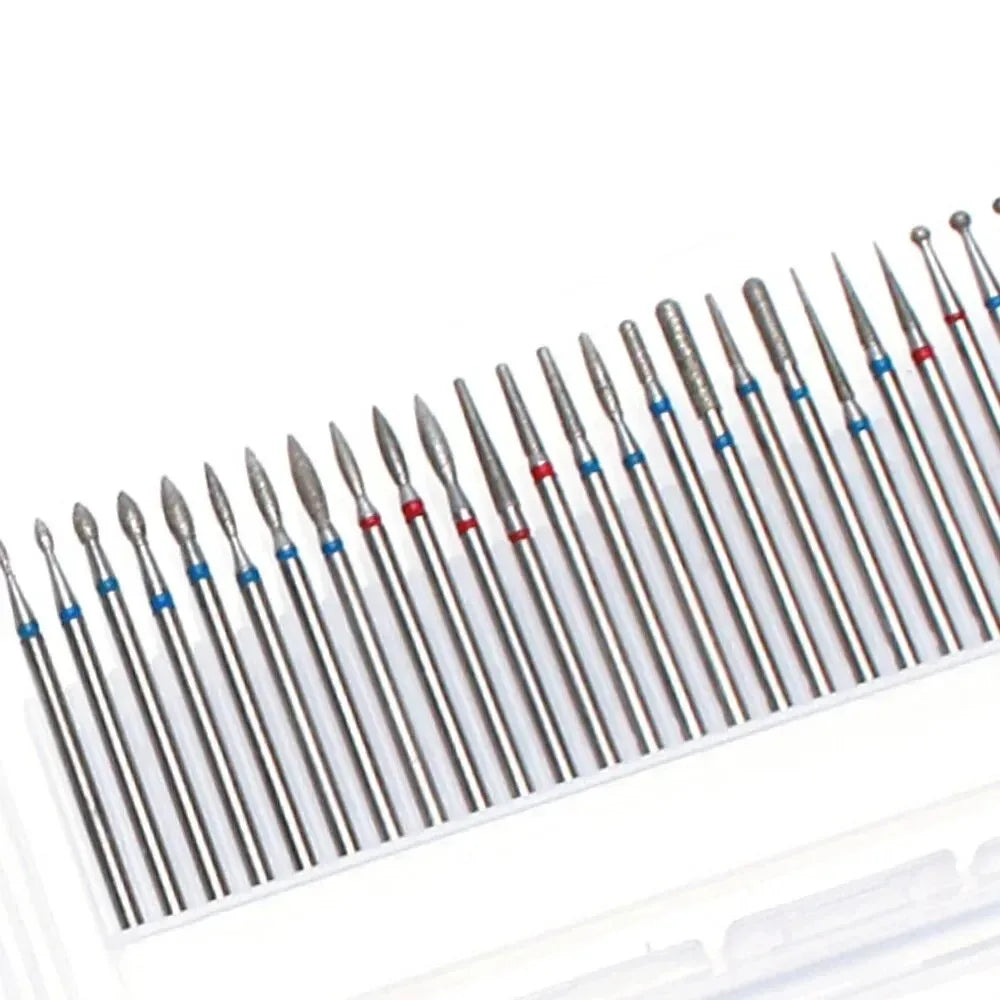 30pcs Diamond Burrs Set – Nail Drill Bits, Milling Cutter for Manicure and Nail Art, Grinding Tools Accessories