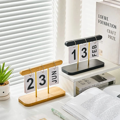 Minimalist Wooden Calendar Ornament – Modern Desk Accessories for Living Room and Office, Simple Home Decor Crafts Gift