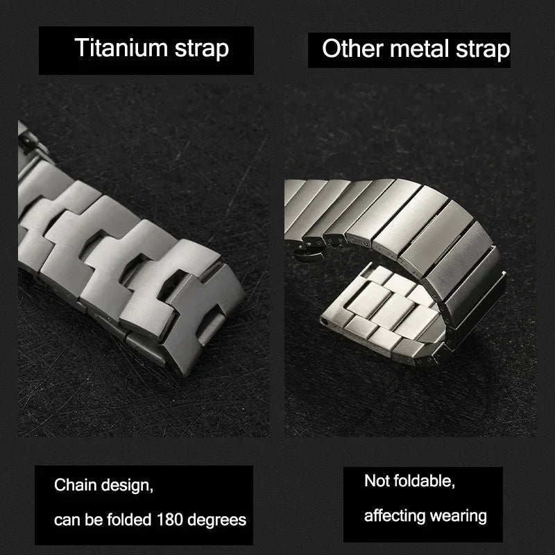 Luxury Titanium Strap for Apple Watch Ultra - 49mm, 45mm, 44mm, 41mm, 38mm Men's Bracelet | Correa for iWatch Series 4-9, SE