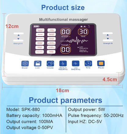 12 Modes TENS Machine EMS Muscle Stimulator - Low Frequency Therapy Device for Pain Relief and Muscle Stimulation