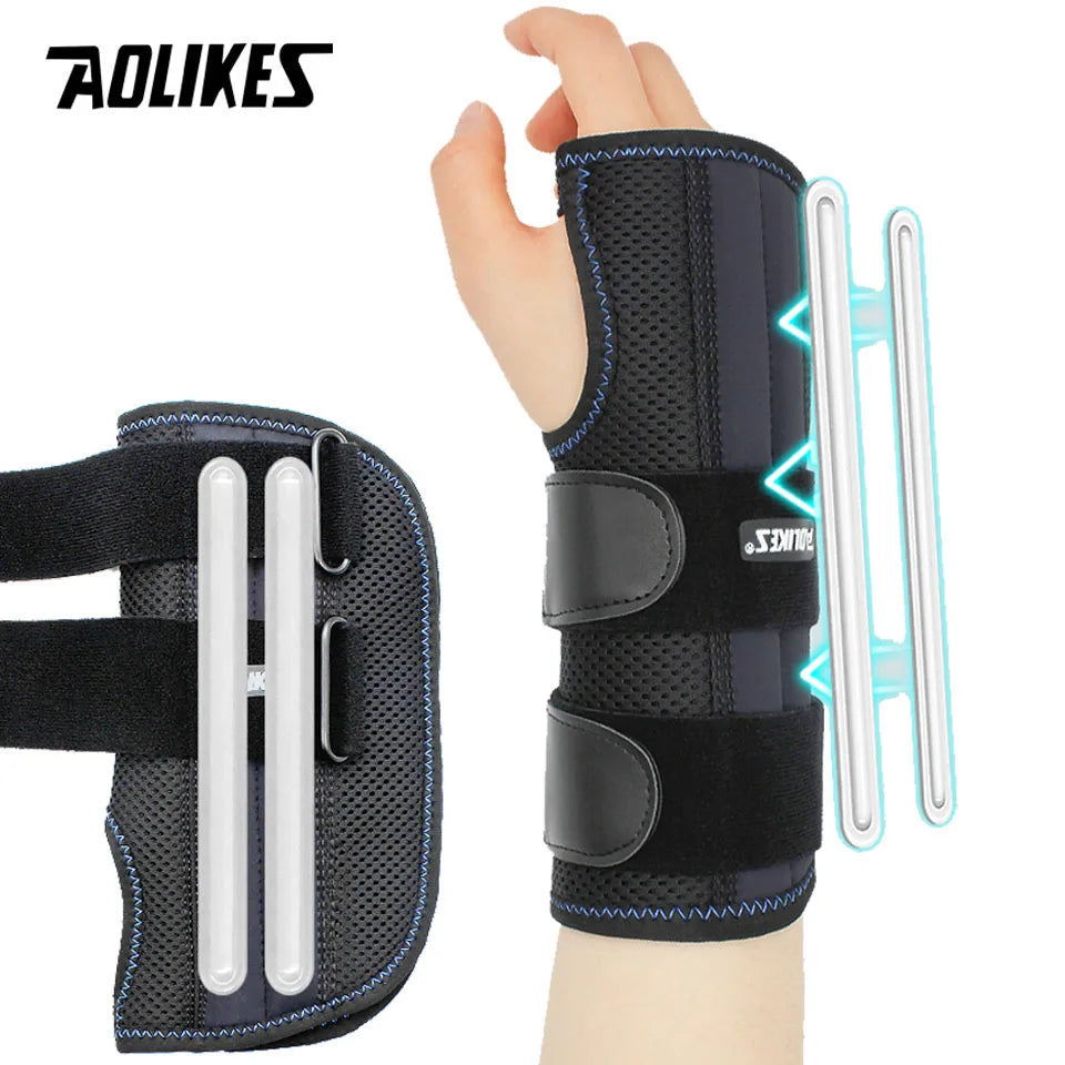 AOLIKES Wrist Brace for Carpal Tunnel Relief | Night Support with 3 Stays, Adjustable Splint