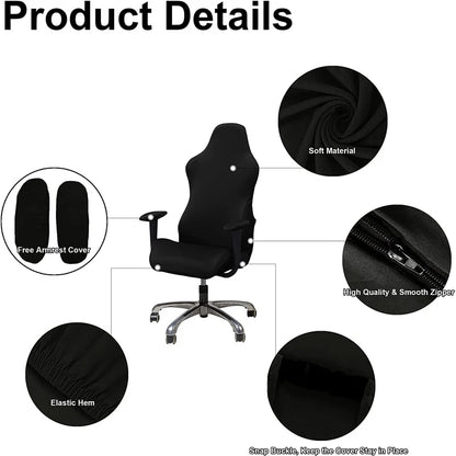 Soft Polar Fleece Gaming Chair Cover: Elastic Armchair Slipcover - Stretchy and Rotating Lift Design, Solid Color