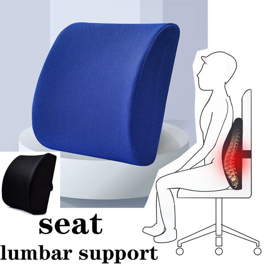 Office Seat Lumbar Support Cushion – Memory Foam, Slow Rebound Car Pillow for Low Back Pain Relief, Breathable Design