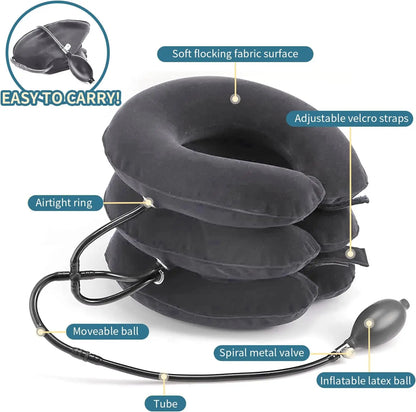 Inflatable Cervical Neck Traction Device: Relief for Chronic Neck & Shoulder Pain - Alignment Support Collar