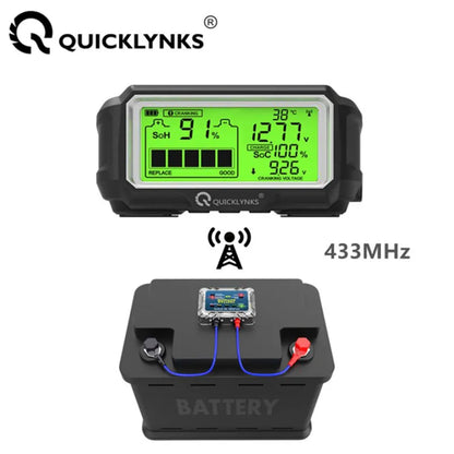 QUICKLYNKS BM5-D 12V LED Battery Tester Monitor - Professional Head-Up Display Battery Health Analyzer - Charging Tester Tool