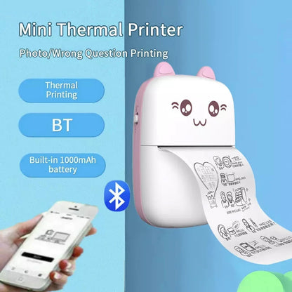 Portable Mini Thermal Printer | Wireless BT 203dpi Photo & Label Printing | USB Cable Included | Imprimante Portable