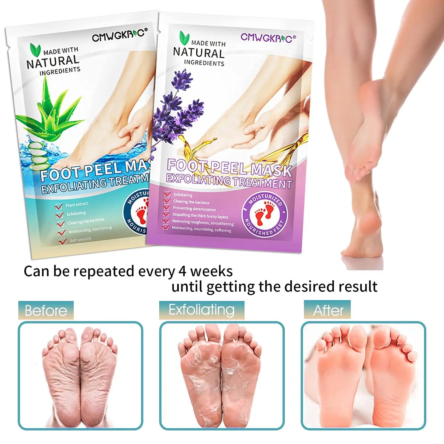 Lavender Foot Peel Mask - Exfoliator for Removing Calluses and Dead Skin, Ideal for Dry Cracked Feet