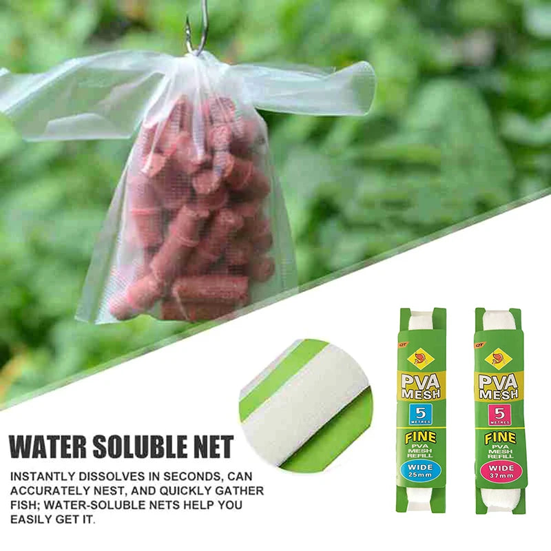 Convenient PVA Mesh Water-Soluble Refill Rig Bait Wrap Bag - Environmentally Friendly Fishing Feeder Trap for Carp Lure Meshes