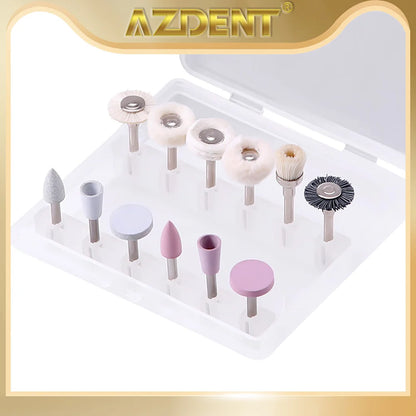 AZDENT Dental Composite Polishing Kit: 12PCS/Box RA 2.35mm Polisher - Low Speed Handpiece Porcelain & Natural Teeth Nail Polishing Set