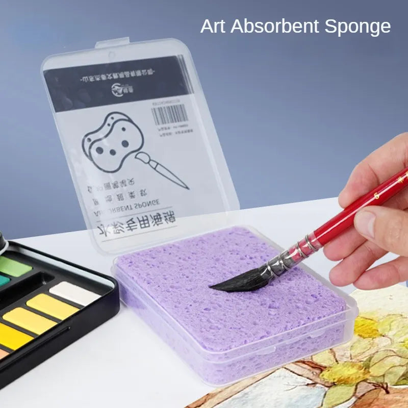 Artistic Watercolor Painting Sponge Box - Special Water-Chalk Absorbent Tool for Kids and Students, 1 Pc Art Supply