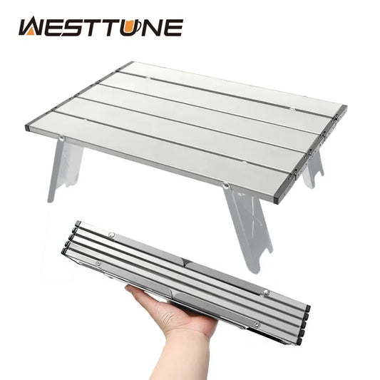 WESTTUNE Mini Camping Table | Ultralight Portable Aluminum Alloy Outdoor Table | Roll-Up Folding Table for Backpacking Picnic BBQ