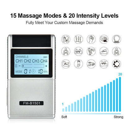 15 Modes EMS Electric Muscle Stimulator - TENS Physiotherapy Pulse Full Body Massager Machine for Pain Relief, Health Care Device