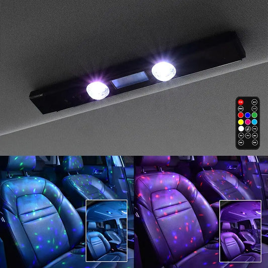 LED Car Atmosphere Lamp - Wireless Voice Control Roof Star Light, USB Charging Auto Interior Decorative Ambient Party Lights