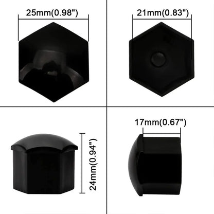 20Pcs Car Wheel Nut Caps - Protection Covers for 17mm/19mm/21mm Auto Hub Screw, Black Tire Bolt Nut Cap, Tyre Decoration