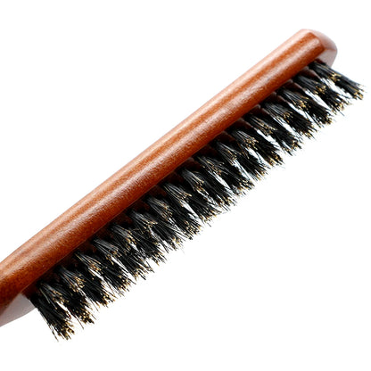 Natural Boar Bristle Hair Fluffy Comb - Wood Handle Hair Brush - Anti-Static Barber Hair Comb - Scalp Massage Hairdresser Styling Tool