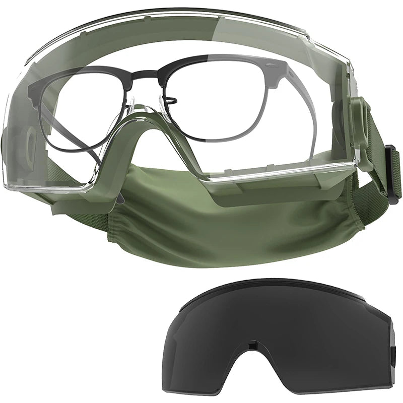 OneTigris Tactical Goggles Over Glasses - Anti-Fog OTG Eyewear with Interchangeable Lenses, Safety Protection