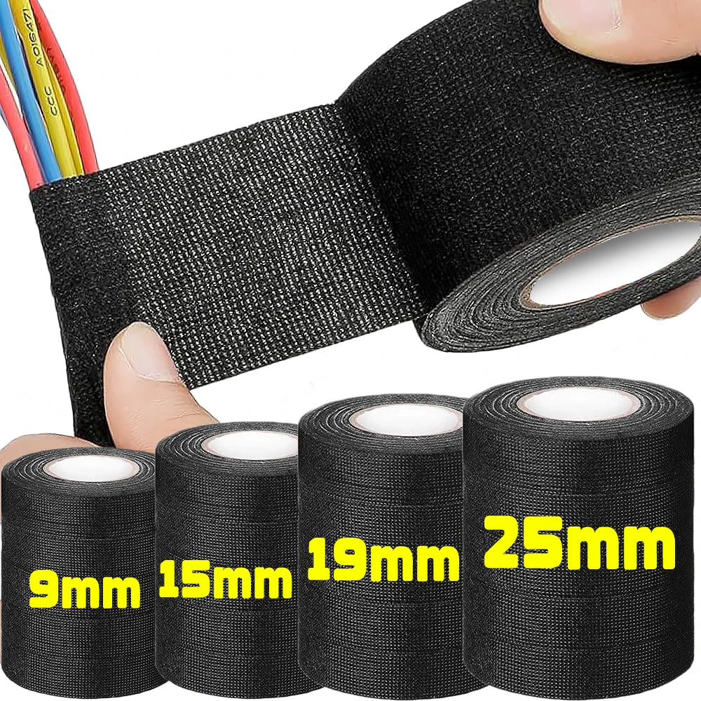 Electrical Tape - Heat-Resistant Harness Bundle Insulation, Fabric Cloth Wrap, Waterproof Cable Organizer, Adhesive Tapes for Auto Wiring