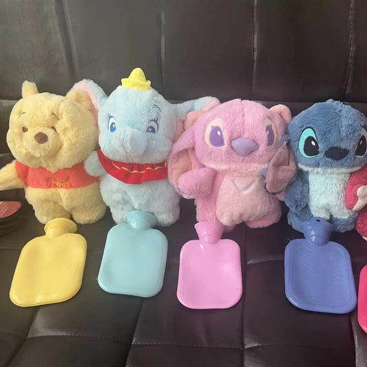 Disney Plush Hand Warmer Bottles - Stitch, Angel, Lotso, Pooh Bear, Dumbo Hot Water Hand Bag, Portable Warm Gift for Girls