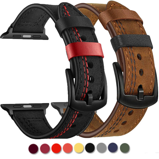 Leather Loop Strap for Apple Watch Ultra 2 – Sport Bracelet Compatible with 49mm, 45mm, 44mm, 42mm, 41mm, 40mm, 38mm | Fits Series 9, 8, 7, 6, 5, 4, 3, SE