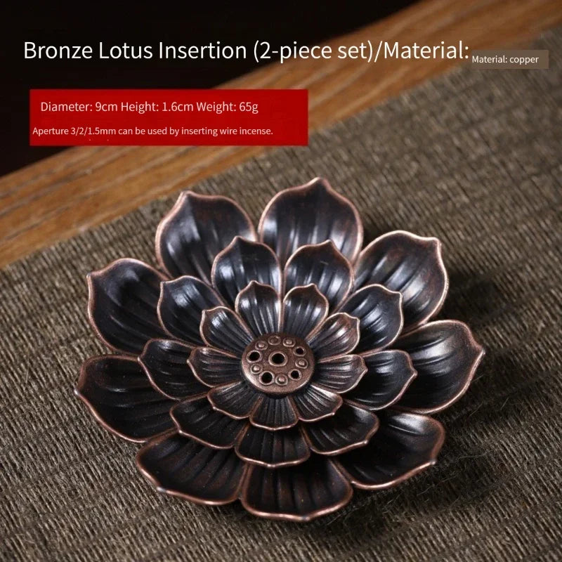 Alloy Lotus Incense Burner - Stick Holder and Coil Base for Sandalwood, Ideal for Temples, Yoga Studios, and Home Decor