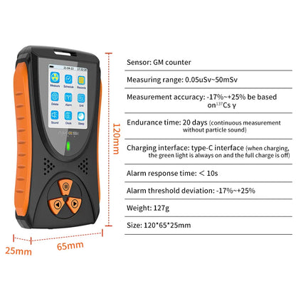 Stay Informed and Safe: HFS-10 Geiger Counter Nuclear Radiation Detector - Detects X-ray, Beta, and Gamma Radiation - Portable Dosimeter with Long-lasting Lithium Battery