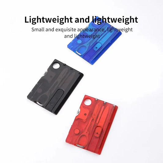 Outdoor Camping Multifunctional Swiss Army Knife Card - Multi-Purpose Survival Tool with Lamp, Beauty Suit and Tool Card