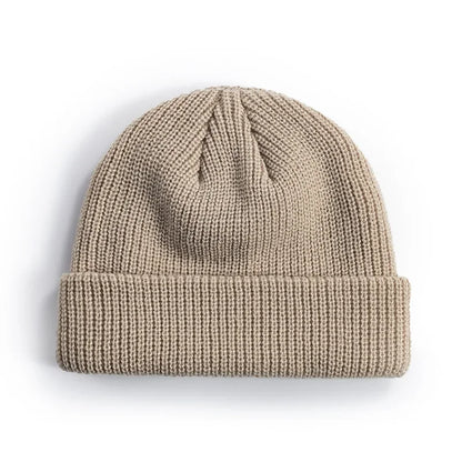 Korean Autumn and Winter Knitted Hats - Thick Woolen Cap for Men and Women in White, Black, Navy and Red