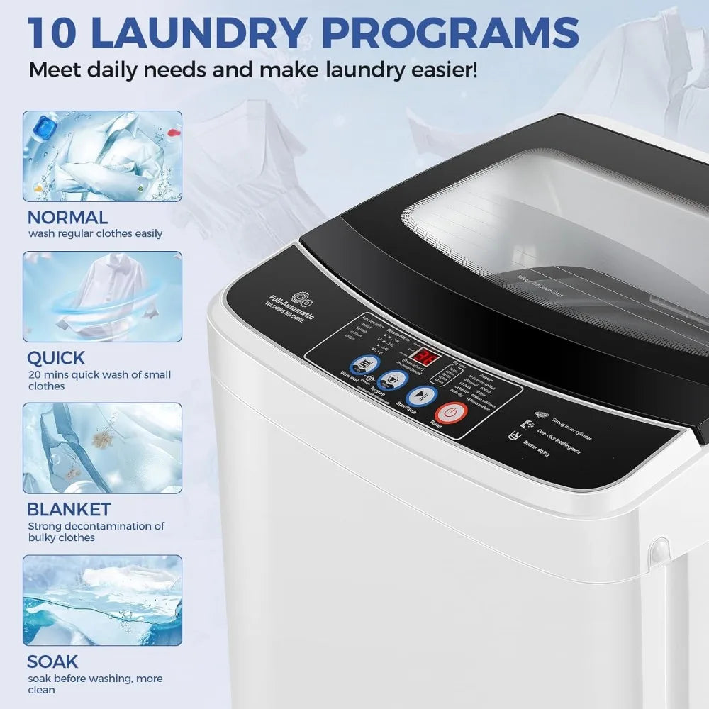 Portable 20lb Washer and Dryer Combo - 2.8 Cu.ft Capacity with 10 Programs and 8 Water Level Selections