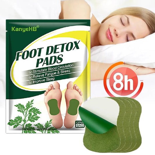 12/24Pcs Detox Foot Patches Pads - Natural Herbal Wormwood Artemisia Argyi for Feet and Body Toxins Cleansing - Relieve Stress, Aid Sleep