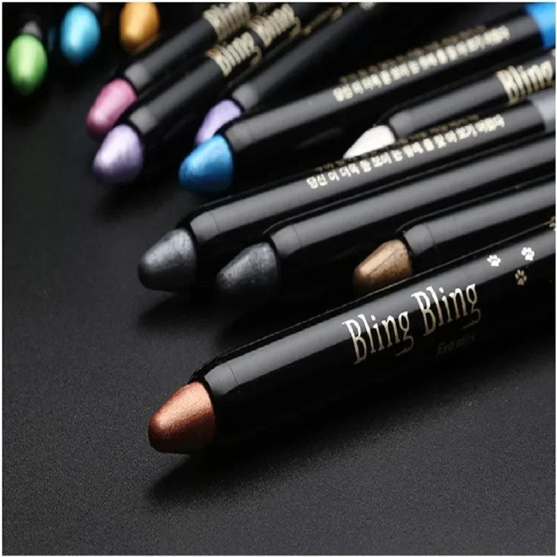 Pearlescent Waterproof Eyeshadow Pencil Stick: 15 Colors Glitter Shimmer Eye Shadow Pen - Long-Lasting Eyeliner Stick for Makeup