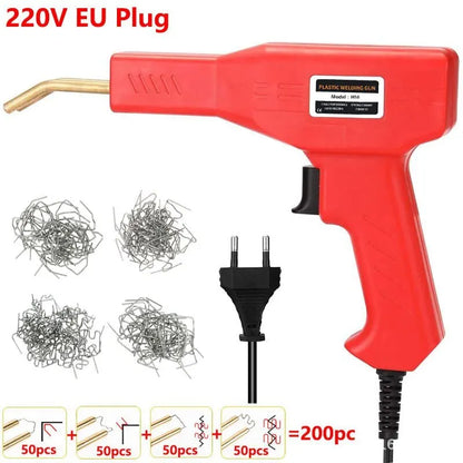 Red Plastic Welder: 50W Hot Nail Gun with 200/400/800 Nails - Car Bumper Repair Kit & Garage Nailer for PVC Machine Welding