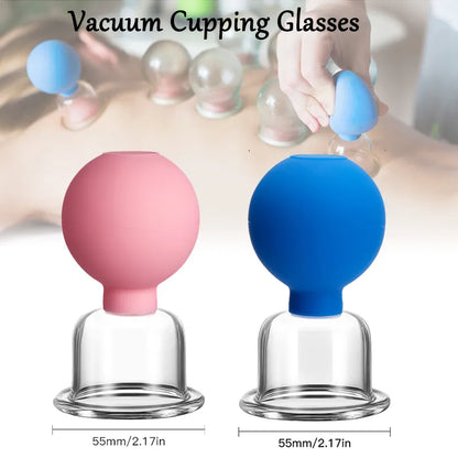 Vacuum Cupping Glasses Massager - Body & Facial Cupping Therapy for Skin Lifting and Anti-Cellulite Massage