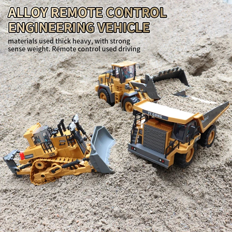 2.4G Remote Control Excavator Dump Truck - Professional Alloy and Plastic RC Construction Vehicle Toy for Kids