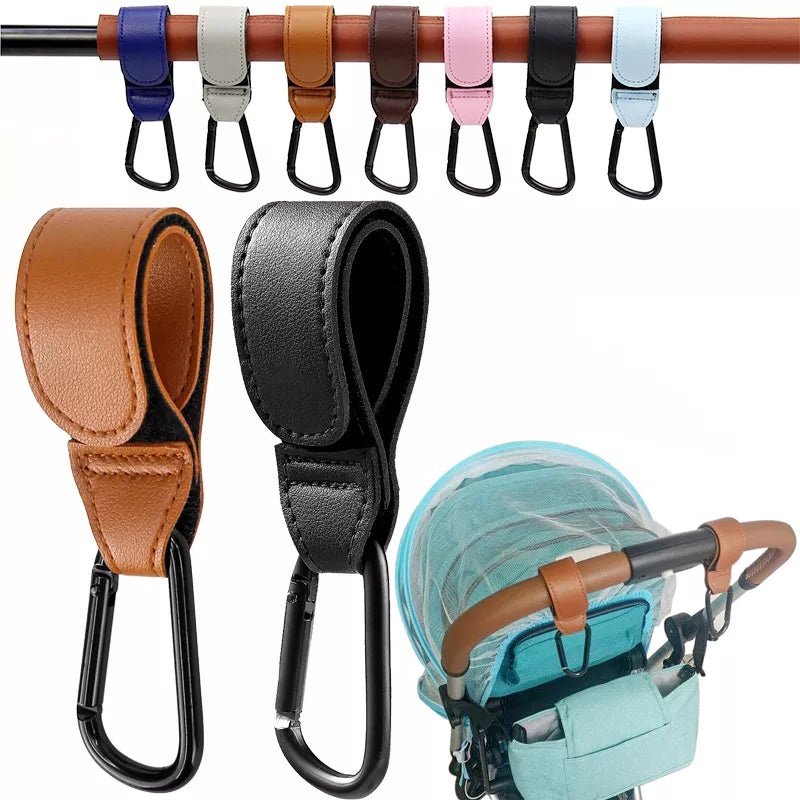 Convenient PU Leather Stroller Hooks: 1/2pcs 360 Degree Rotating Baby Bag Stroller Hooks - Organize with Ease, Versatile Cart Organizer & Crochet Accessory