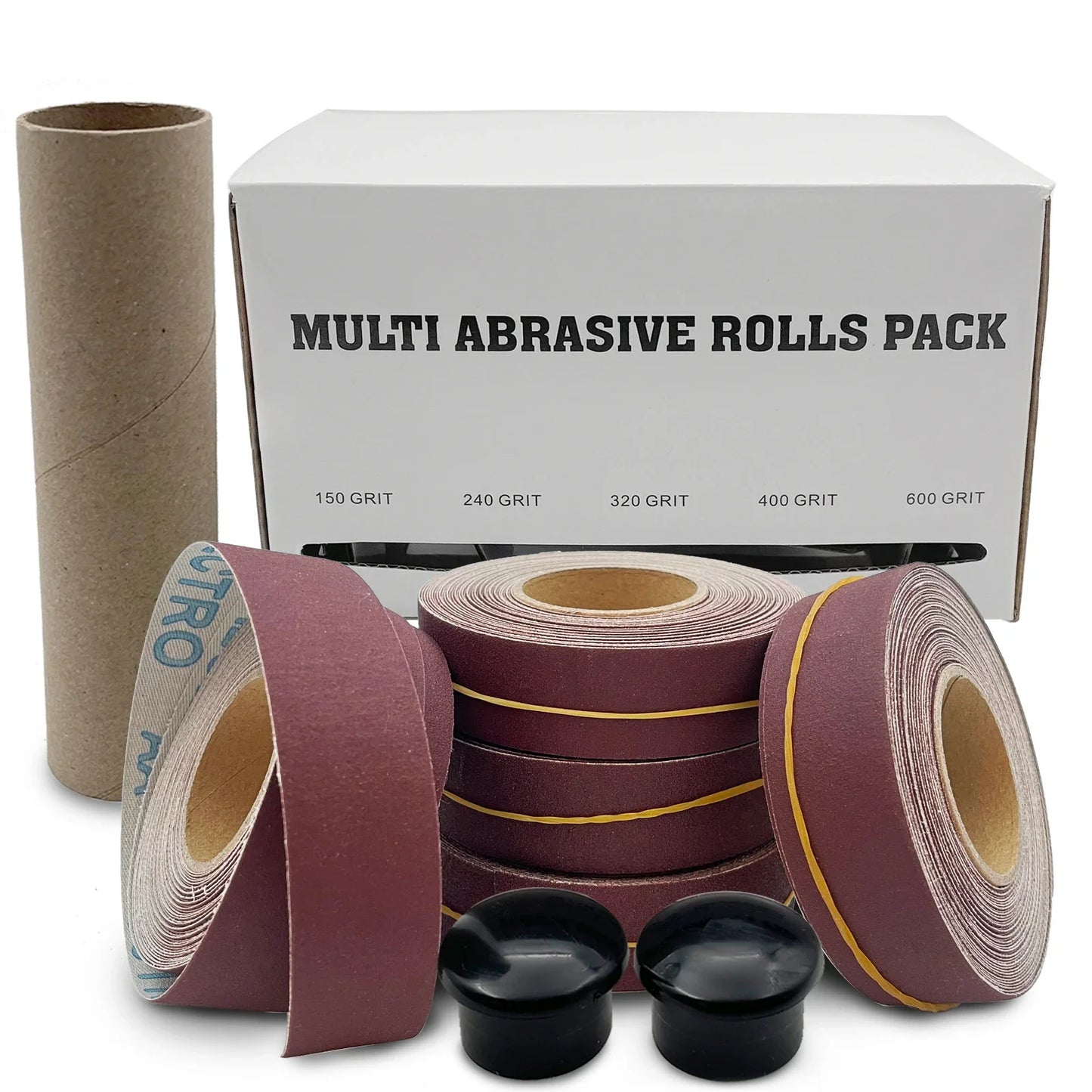 5 Roll Grits Sandpaper Pack: Dry Grinding Emery Sanding Belt Abrasive Paper with Dispenser Cloth