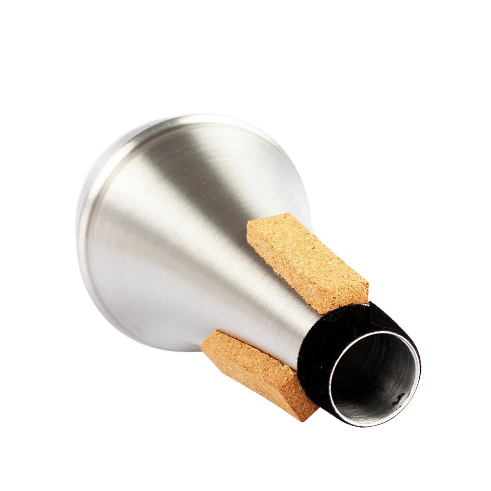 Portable Aluminum Alloy Trumpet Mute: Silver Straight Body Practice Silencer - Ideal for Beginner Trumpet Players