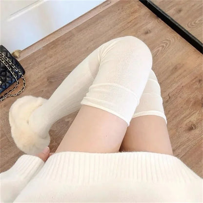 Thigh-High Knitted Boot Socks: 5 Colors, Over Knee Women's Leg Warmers - Japanese JK Cotton Tall Tube Leggings for Warmth and Style