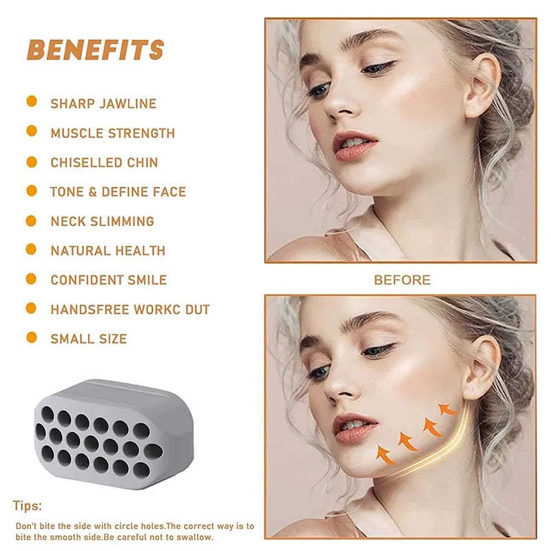 Silicone Jaw Exerciser & Facial Toner - Jawline Fitness Ball and Neck Toning Equipment for Double Chin Exercising - Facial Beauty Tool