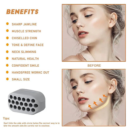 Silicone Jaw Exerciser & Facial Toner - Jawline Fitness Ball and Neck Toning Equipment for Double Chin Exercising - Facial Beauty Tool