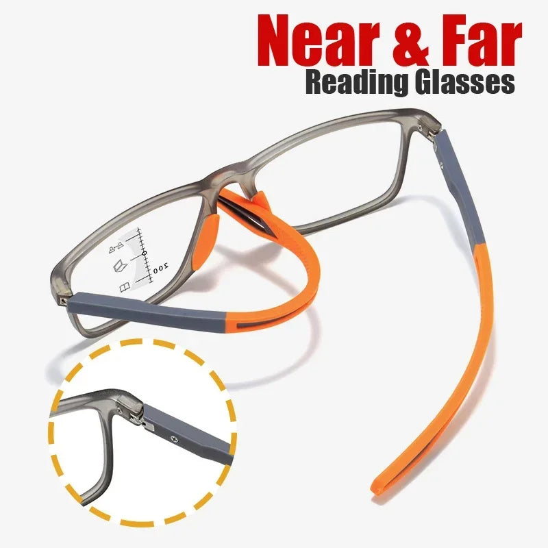 TR90 Anti-Blue Light Multifocal Reading Glasses – Progressive Eyewear for Men & Women – Ultralight Sports & Farsight Glasses