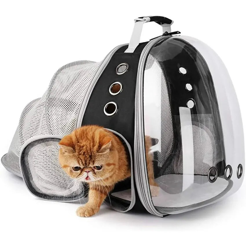 Expandable Cat Carrier Backpack - Large Transparent Pet Travel Backpack with Bubble Space Capsule, High-Quality Travel Bag for Pets